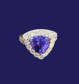 Platinum Tanzanite and Diamond Ring
