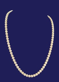 14K Yellow Gold Diamond Tennis Necklace, 8.00 Carats