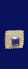 14K Yellow Gold Blue Ceylon Sapphire and Diamond Ring