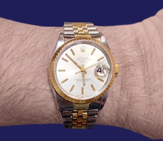 Men’s Rolex Oyster Perpetual Date Watch, 36mm, Two-Tone with Box and Papers