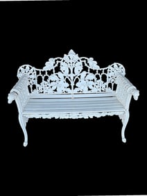 Gothic Victorian Revival Cast Iron and Wood Garden Bench