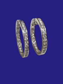 Pair of Diamond Hoop Earrings