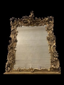 Exceptional Rococo Revival Giltwood Overmantel Mirror, c. 1870
