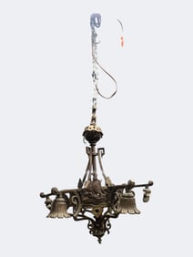 Victorian Cast Brass Gothic Revival Chandelier with Nautical Motifs, c. 1880