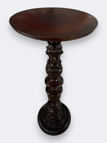 Finely Carved Mahogany Figural Torchère Table, Early 20th Century