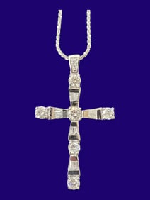 14K White Gold Diamond Cross Pendant Necklace (2.45 cts T.W.)