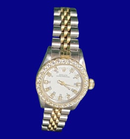 Ladies’ Rolex Oyster Perpetual, 18K Gold and Stainless Steel with Diamond Bezel