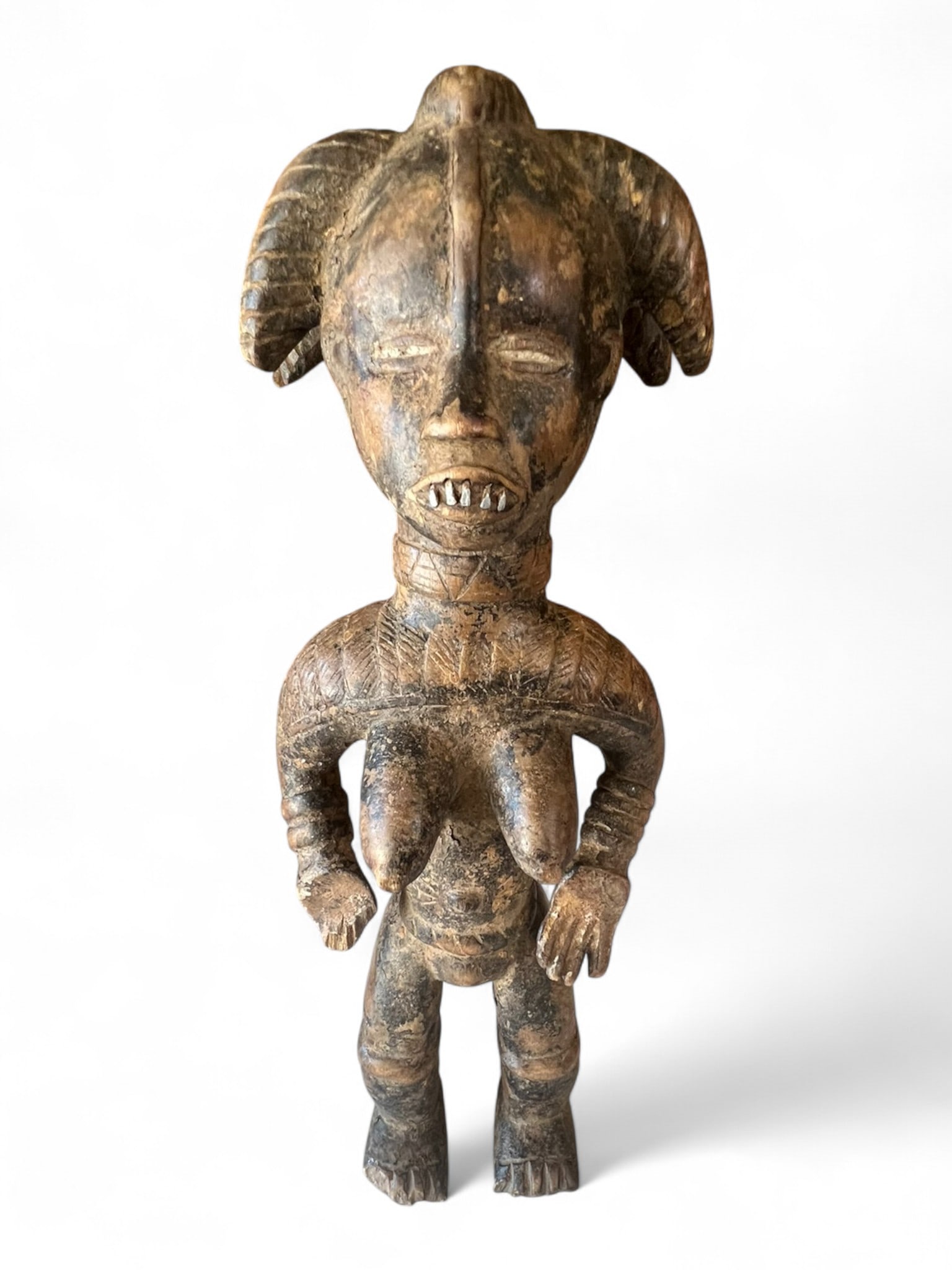 Carved Female Tribal Figure, Baule People, Ivory Coast, mid-20th century (1 of 4)
