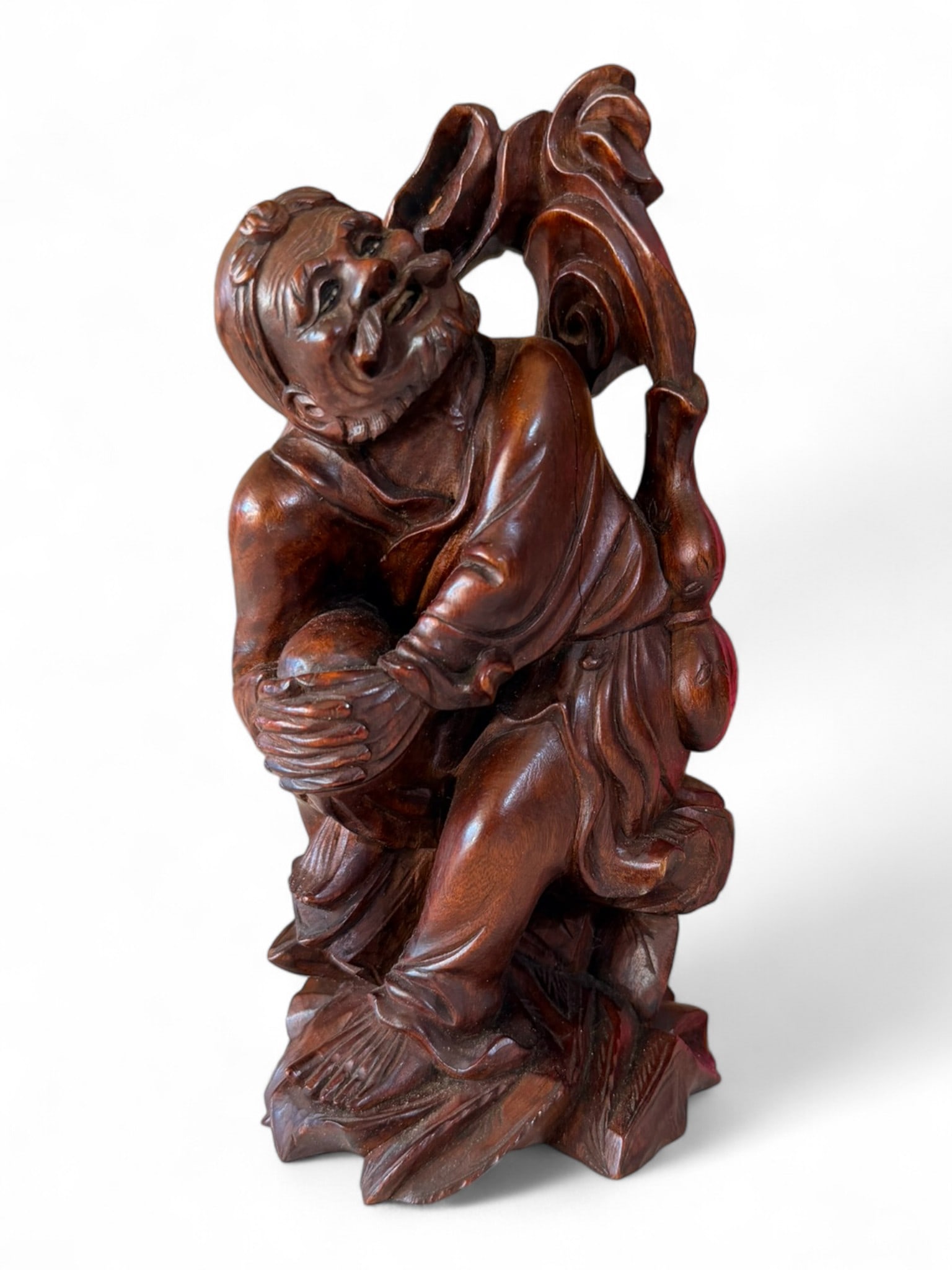 Chinese Carved Hardwood Figure of a Sage with Scroll, Late Qing to Republic Period (circa (1 of 2)