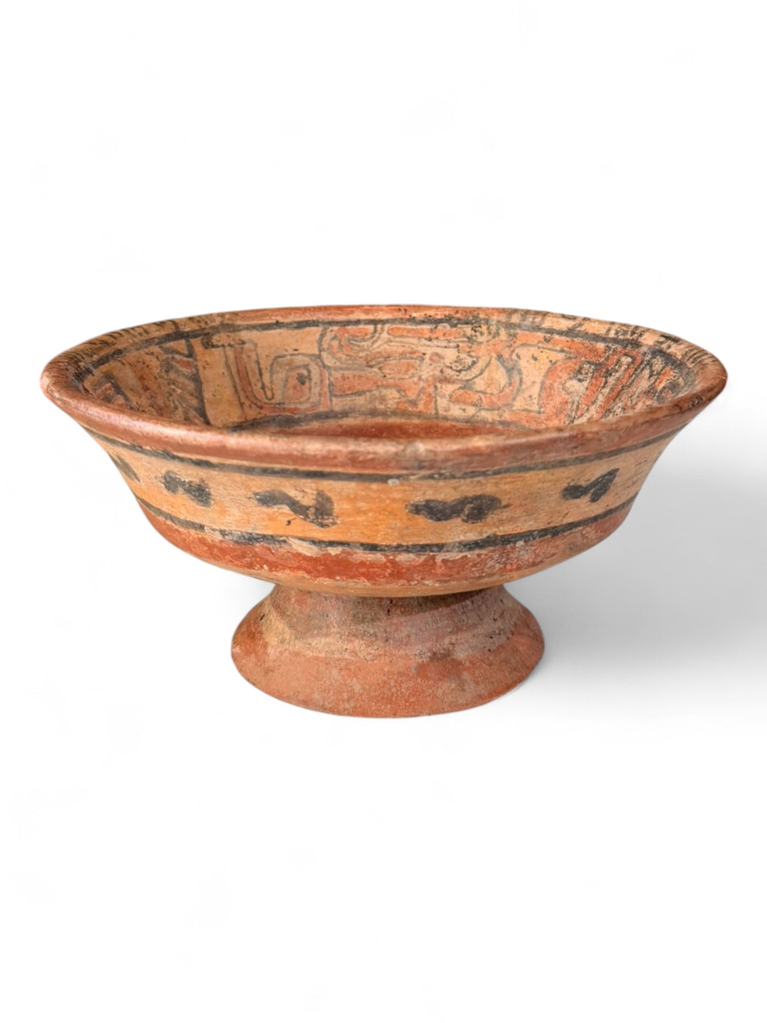 Pre-Columbian Polychrome Pedestal Bowl, Central America, ca. 800–1200 CE (1 of 3)