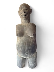 East African Makonde Carved Wood Female Figure, Tanzania/Mozambique, Mid-20th Century