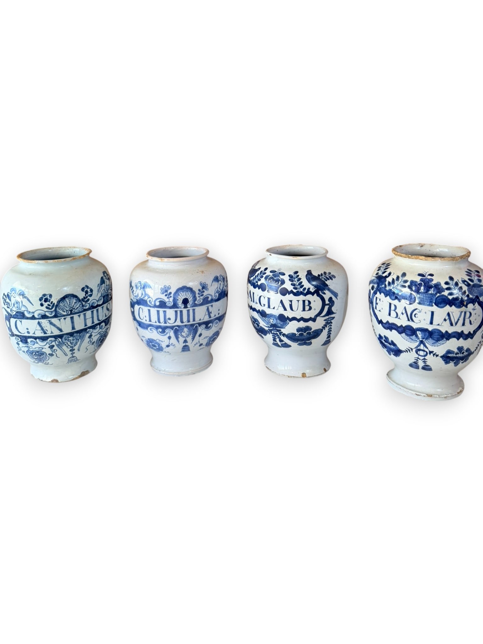 Set of Four Continental Delft-Style Apothecary Jars, 19th Century (1 of 2)