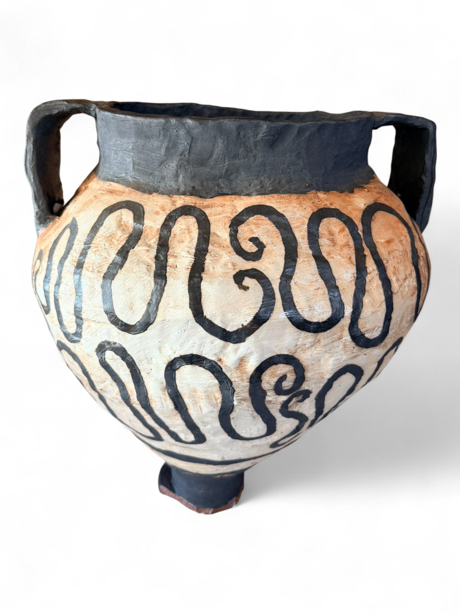 Large Hand-Painted Ceramic Amphora, Minoan-Style Design (1 of 3)