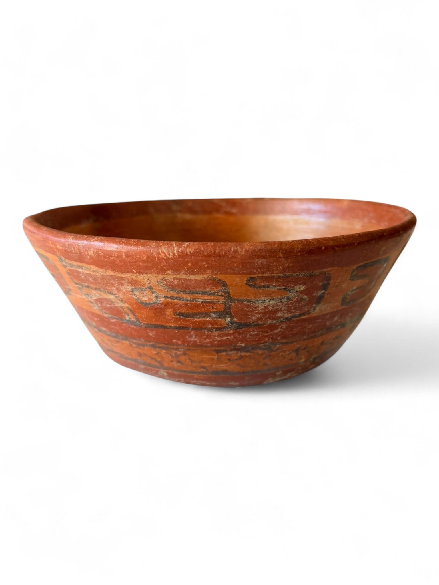 Red Slip Painted Bowl, Mesoamerican Style, 20th Century (1 of 2)