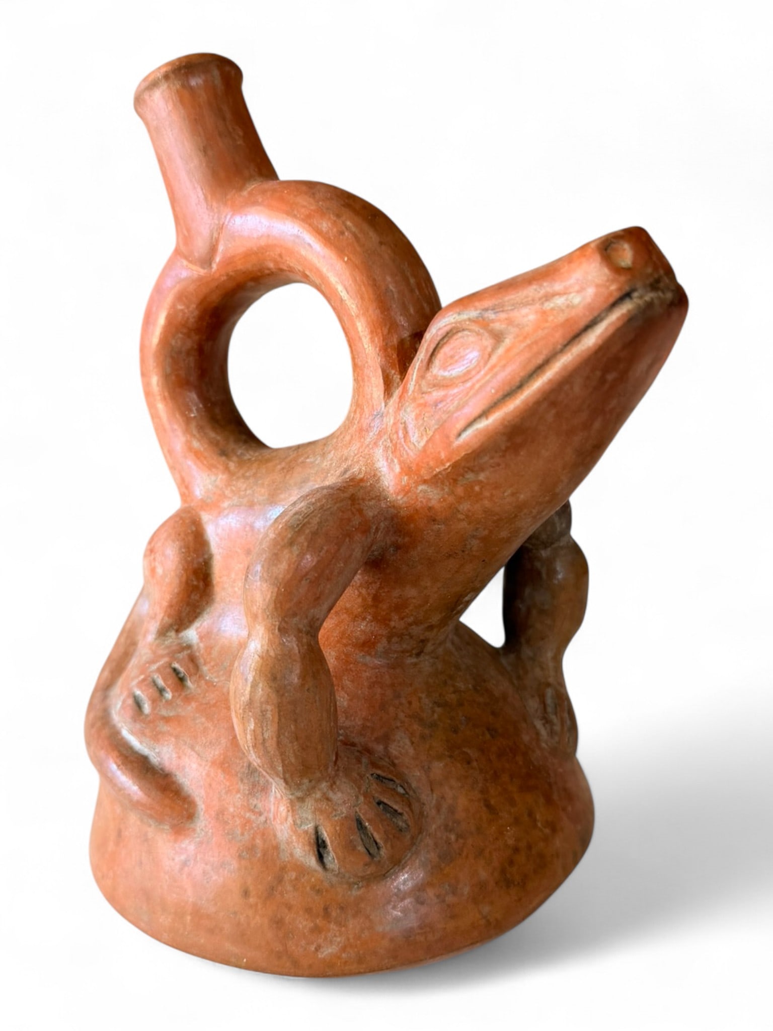 Moche-Style Stirrup Vessel with Lizard Figure, Peru (Later Reproduction) (1 of 4)