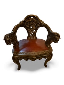 Asian Carved Hardwood Armchair, Chinese or Japanese, Late 19th–Early 20th Century