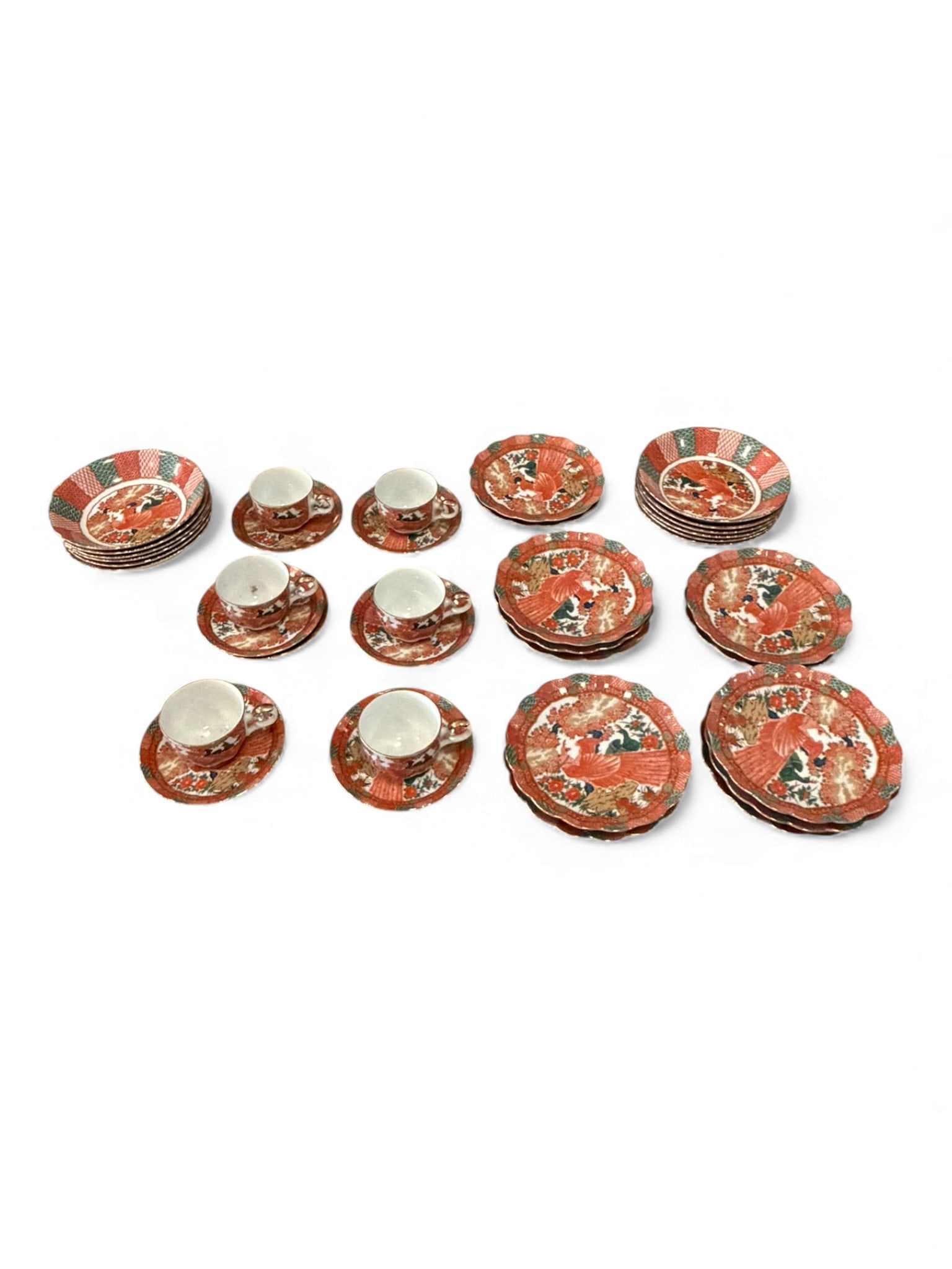 Japanese Porcelain Tea & Dessert Service, Phoenix Pattern, 27 Pieces (1 of 9)