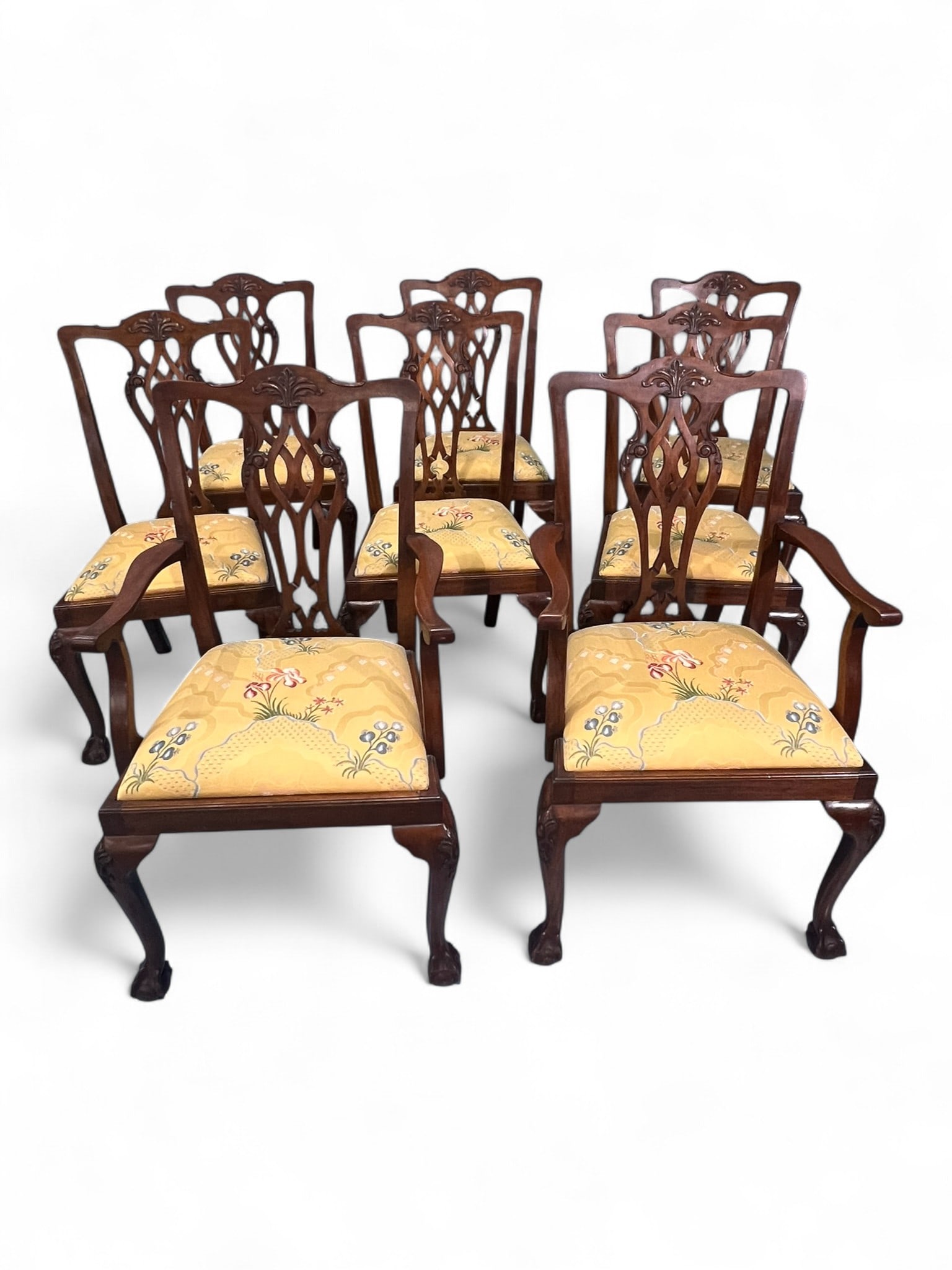 Set of Eight Mahogany Chippendale Style Dining Chairs, 20th century (1 of 5)