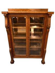 Tiger Oak Carved China Cabinet, Circa 1900, Attributed to R.J. Horner