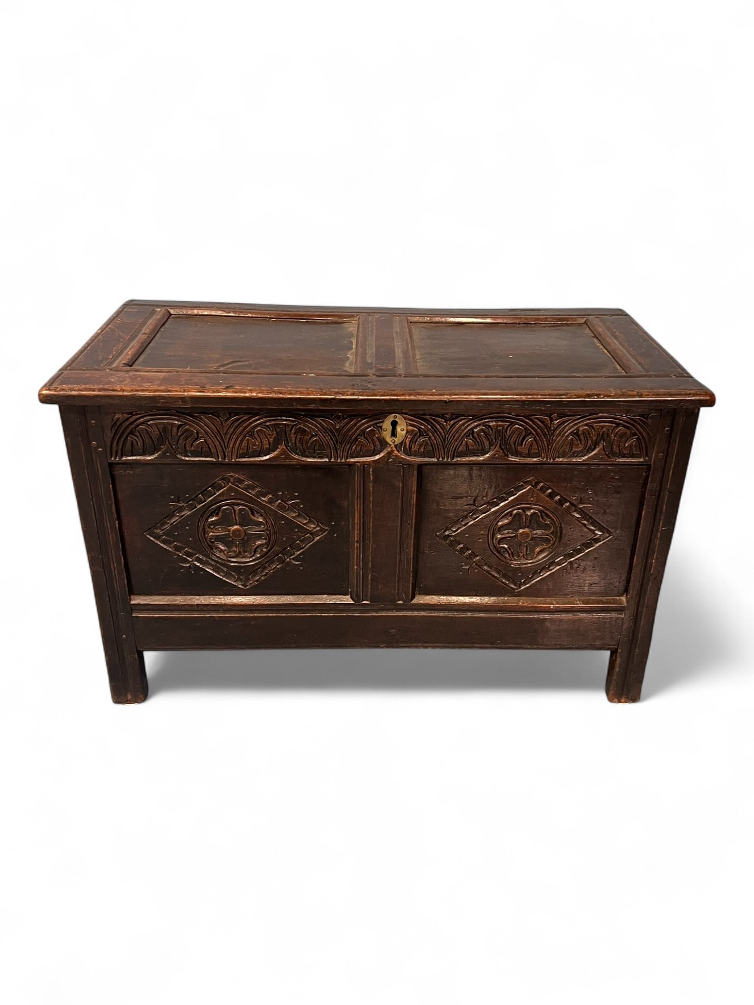 English Carved Oak Coffer, Late 17th-Early 18th Century (1 of 7)