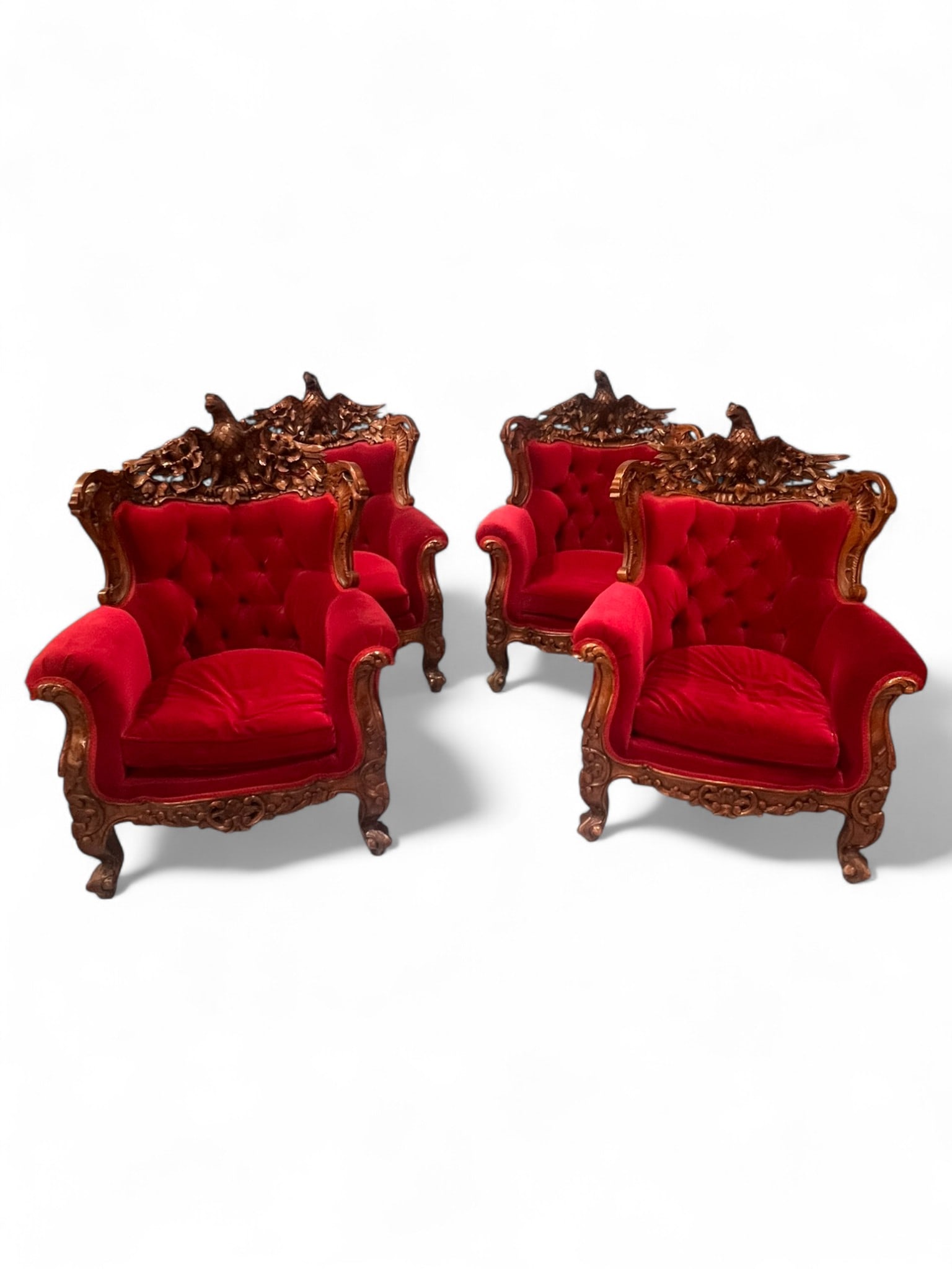 Set of Four Carved Eagle-Back Armchairs, Attributed to George J. Henkel & Co., New York, c. 1880 (1 of 7)