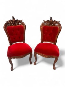 Pair of Carved Eagle-Back Side Chairs, Attributed to George J. Henkel & Co., New York, c. 1880