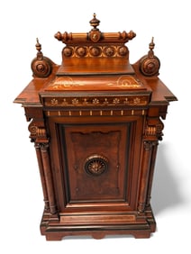 Renaissance Revival Inlaid Parlor Cabinet, Late 19th Century
