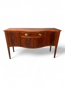 Fine New England Federal Inlaid Mahogany Serpentine Sideboard, Circa 1800–1815