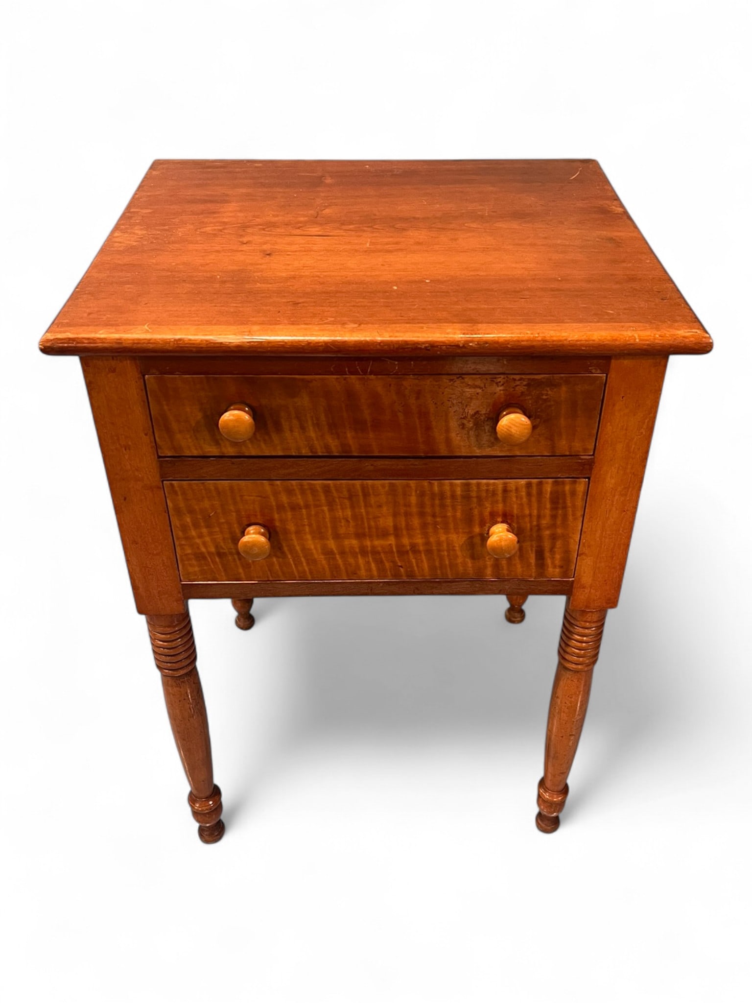 Southern Cherry and Tiger Maple Work Table, Circa 1840–1860 (1 of 7)