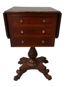 Classical Mahogany Work Table with Drop Leaves, Circa 1840
