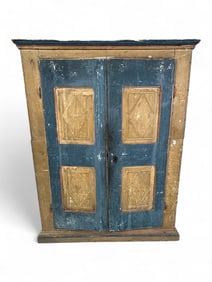 Continental Painted Pine Cupboard, Early–Mid 19th Century