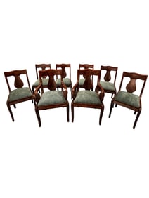 Set of Eight Classical Revival Mahogany Dining Chairs, Late 19th Century