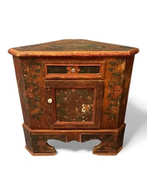 Antique Continental Painted Corner Cupboard, 19th Century
