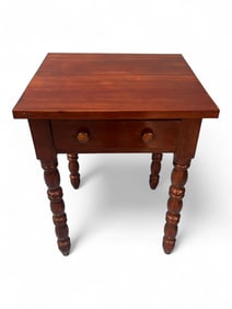 Southern Cherry Work Table with Bold Turned Legs, Circa 1840–1860