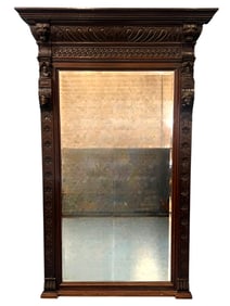 Renaissance Revival Carved Walnut Overmantel Mirror, 19th Century
