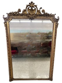 Monumental French Rococo-Style Giltwood Floor Mirror, 19th Century