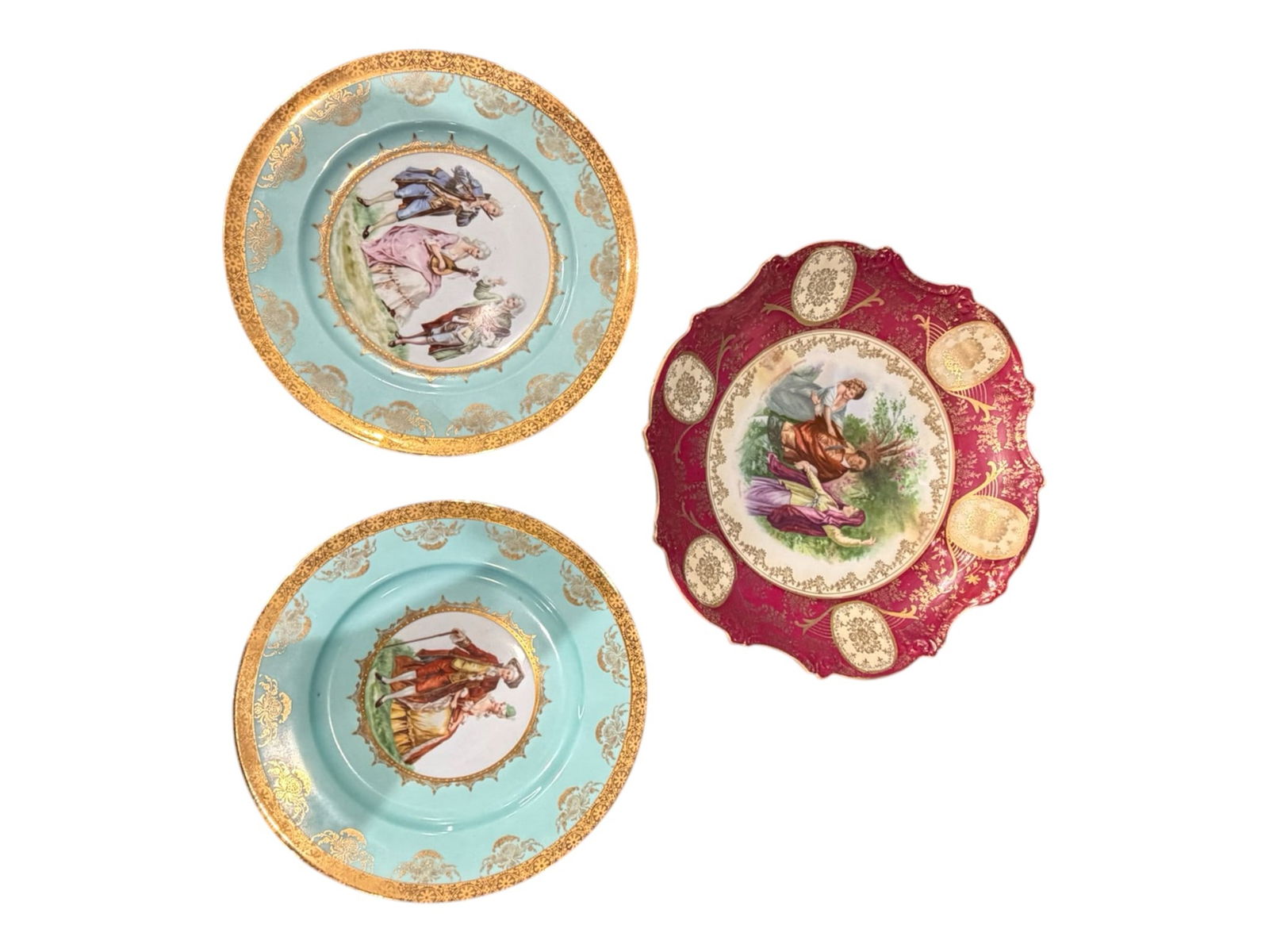 Three Continental Hand-Painted Porcelain Cabinet Plates, Late 19th–Early 20th Century (1 of 5)