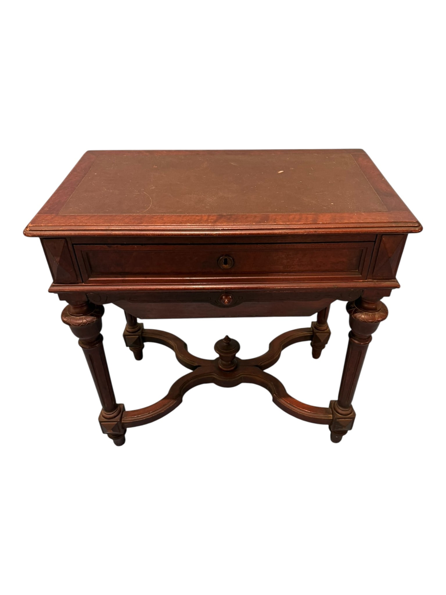 Victorian Walnut Occasional Table with Leather-Inset Top, Late 19th Century (1 of 9)