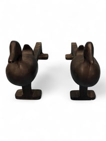 Pair of Cast Iron Duck-Form Andirons, Marked Four Seasons Shop, Memphis Tenn.