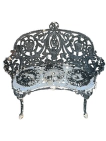Heavy Cast Iron Rococo Revival Garden Bench, Late 19th to Early 20th Century