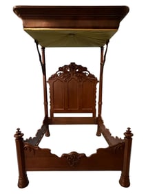 Rococo Revival Half-Tester Bed by F. Wulf, Cincinnati or St. Louis, Circa 1865