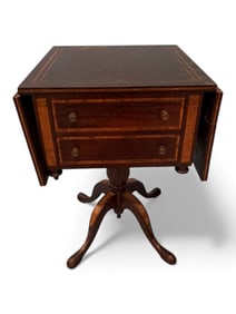 American Mahogany Work Table with Extensive Inlay, 19th Century