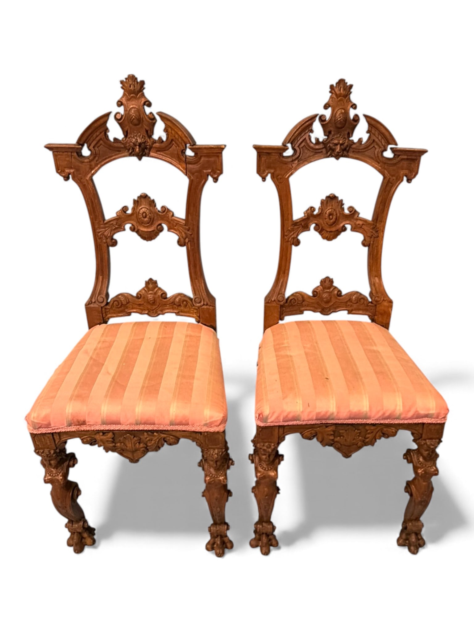Pair of Renaissance Revival Carved Walnut Side Chairs, Attr. John Jelliff (1 of 8)