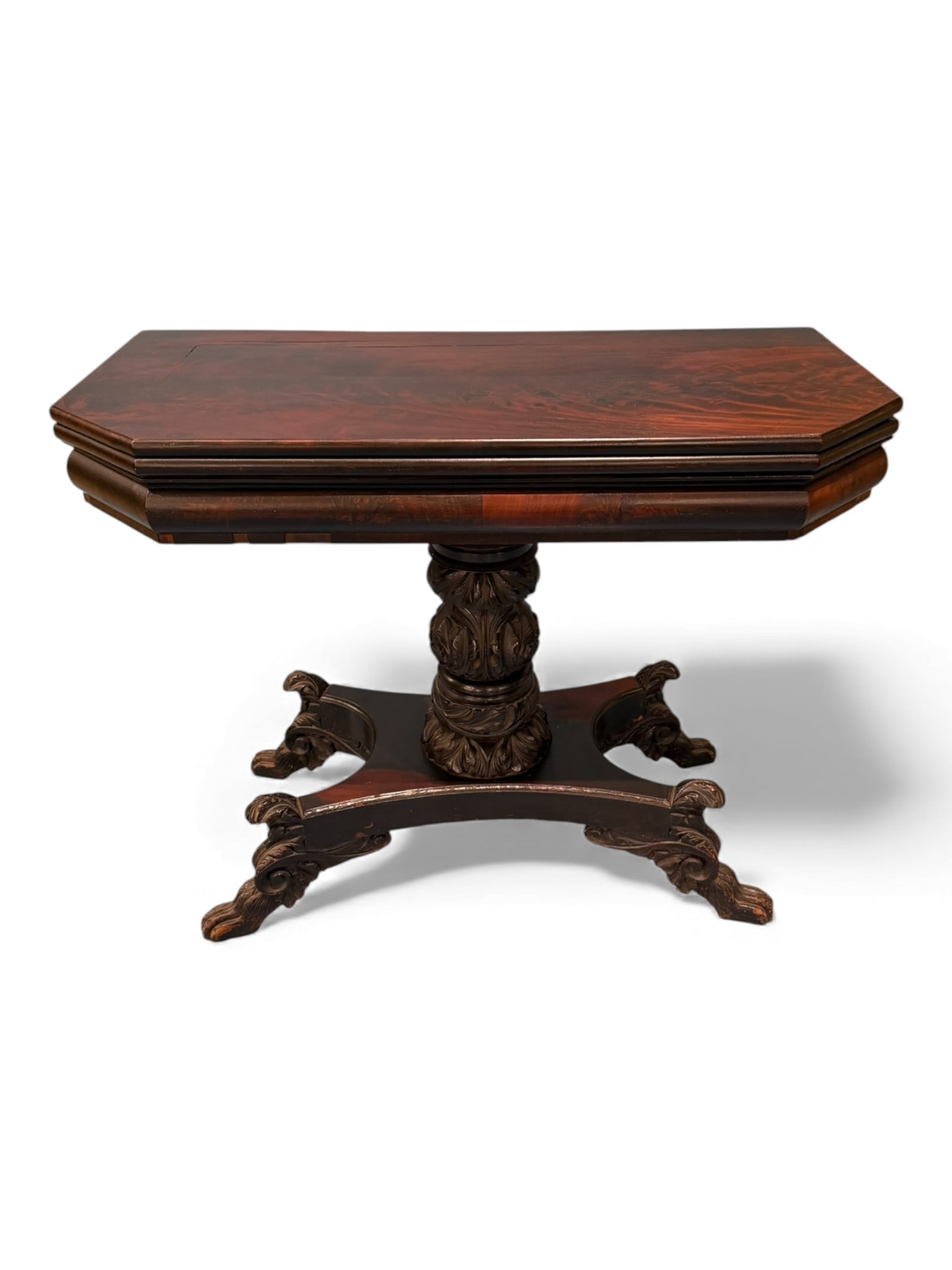 American Victorian Carved Mahogany Game or Card Table, Late 19th Century (1 of 6)