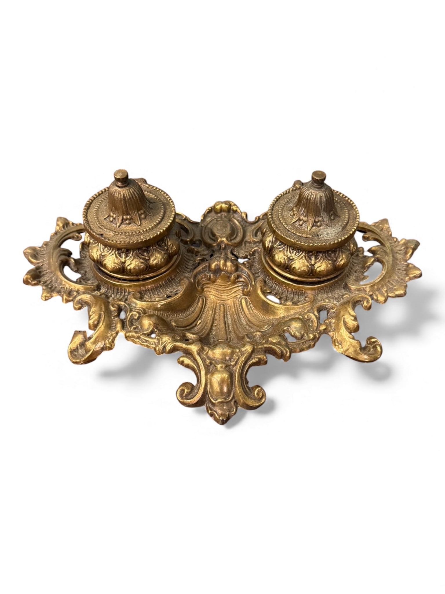 French Rococo Style Gilt-Bronze Double Inkwell, Late 19th Century (1 of 3)