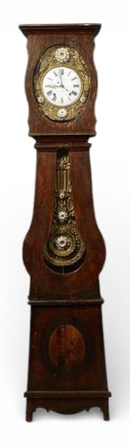 French Provincial Faux Bois Carved Pine Tallcase Clock, 19th century (1 of 1)