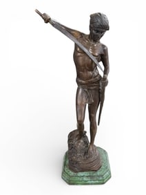 Cast Bronze Figure of a Classical Youth with Sword, Late 19th/Early 20th Century