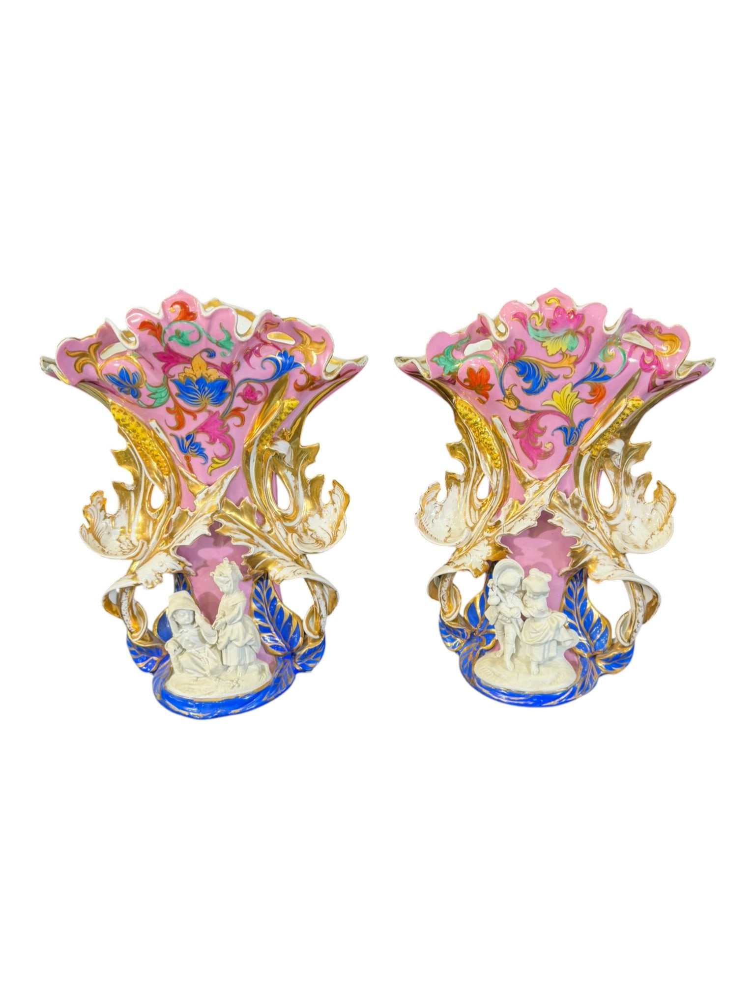 Pair of Old Paris Figural Porcelain Vases, 19th Century (1 of 5)