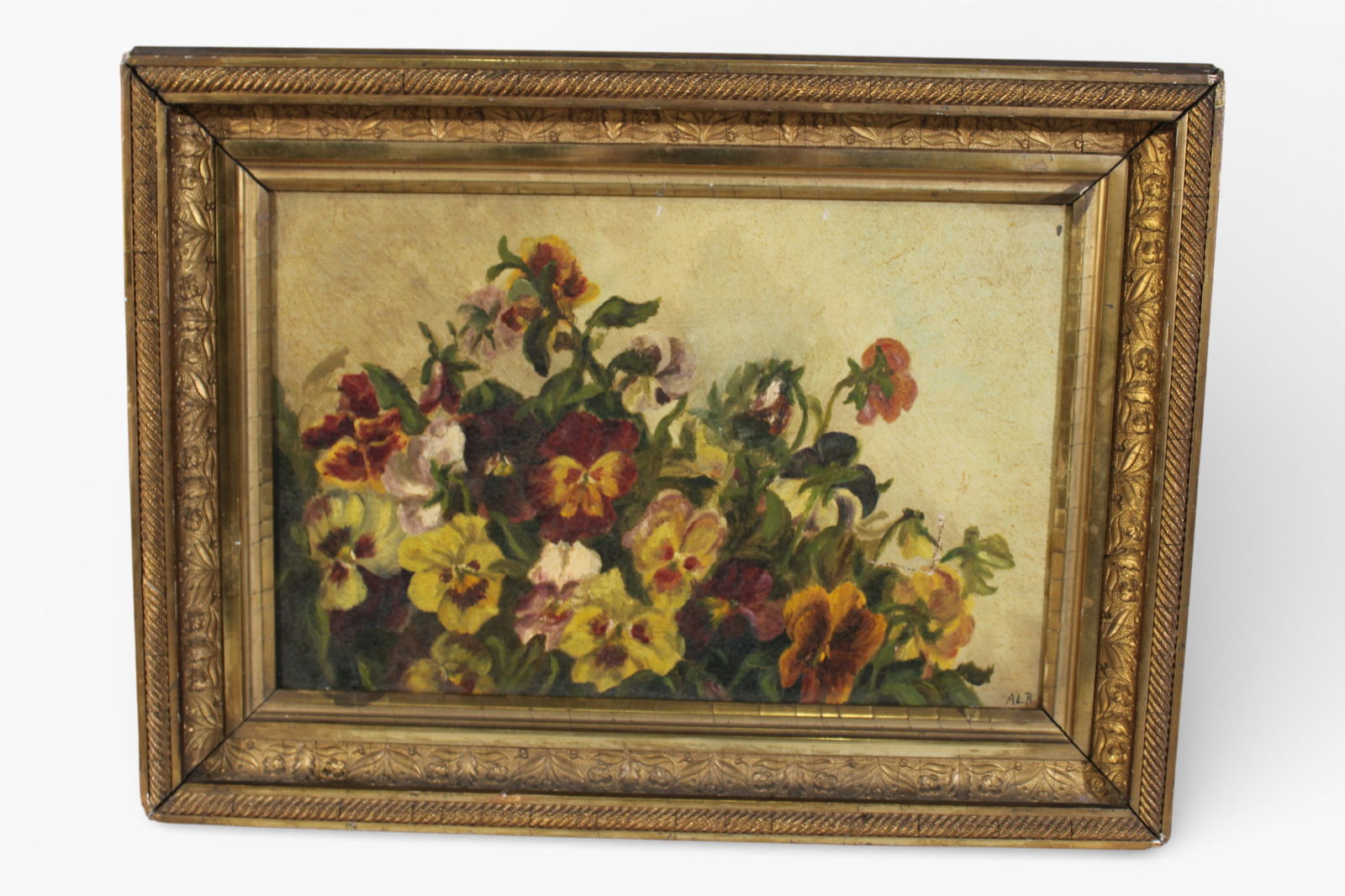 Signed Oil on Canvas Still Life of Pansies, ca. 1880 (1 of 3)