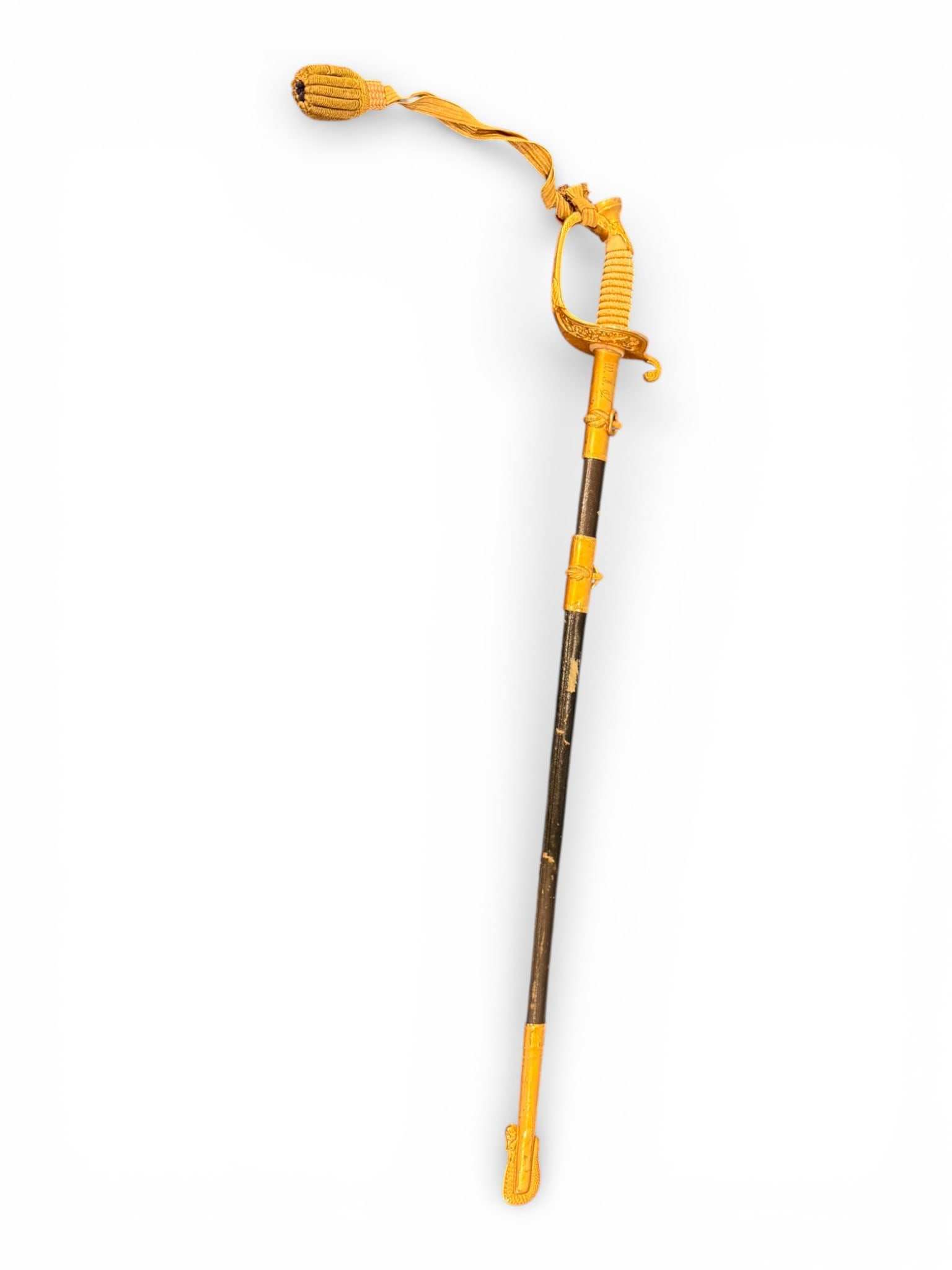 American Gilt Brass Dress Sword with Leather Scabbard, Late 19th Century (1 of 5)